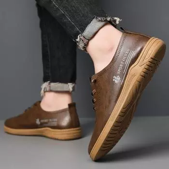 Простая модная универсальная повседневная обувь, новый британский стиль, нескользящая удобная обувь, мягкая подошва, мужская обувь для отдыха на открытом воздухе 39