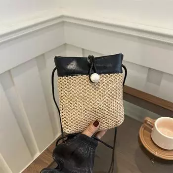 Простая модная вместительная сумка-мессенджер через плечо для женщин 2024 года, новая модная сумка-ведро чёрный