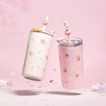 Простая модная высококачественная женская термокружка из нержавеющей стали 316 с трубочкой, портативная, большой емкости, 480 мл, подарочная кружка 401-500ml белый