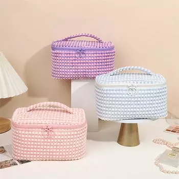 Простая мягкая плюшевая косметичка для женщин, большая вместительная портативная косметичка для хранения вещей, портативная косметичка для мытья, косметички для путешествий и путешествий