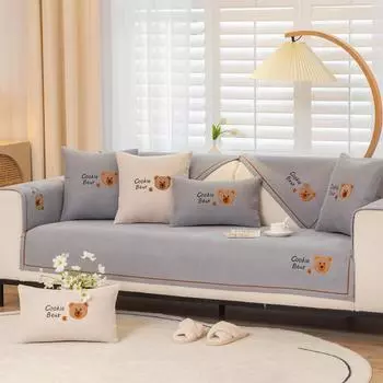 Простая мультяшная диванная подушка из синели, универсальная подушка для дивана на четыре сезона, нескользящий тканевый чехол, подушка 70*70cm
