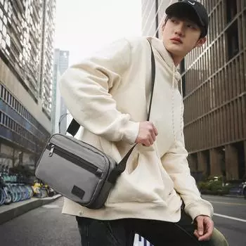 Простая мужская сумка через плечо из нейлоновой ткани, модная повседневная сумка-мессенджер, молодежная трендовая сумка-мессенджер, студенческая квадратная сумка серый