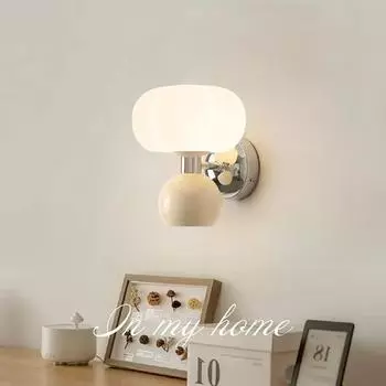 Простая настенная лампа для спальни, в стиле «кремовая тыква», для современной гостиной, прихожей, лестницы, столовой, фоновый настенный светильник, светодиодный Warm White (2700-3500K) бежевый