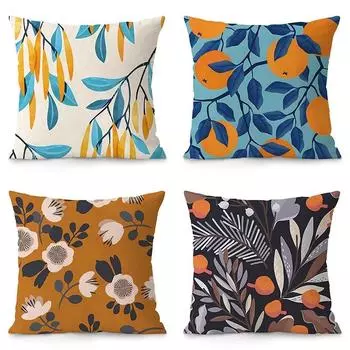 Простая наволочка с изображением цветов и травы для украшения общежития, офиса, гостиной, дома, наволочка 40x40cm