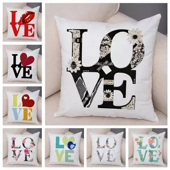 Простая наволочка с рисунком «Любовь» для офиса, гостиной, автомобиля, украшения для дома, наволочка 40x40cm