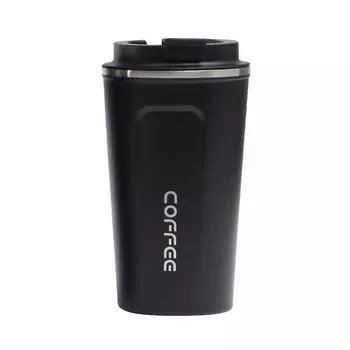 Простая новая кофейная чашка из нержавеющей стали, двухслойная вакуумная вакуумная чашка для автомобиля, портативная подарочная чашка для воды 380ml чёрный
