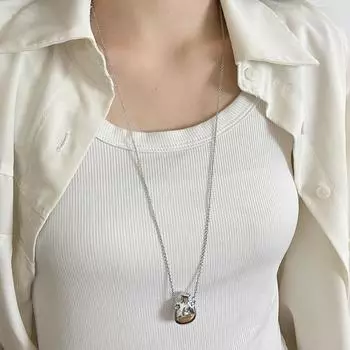 Простая новинка, металлическая маленькая ваза, кулон, длинное ожерелье для женщин и девочек, универсальная цепочка для свитера, ювелирные изделия, аксессуары, подарки 87*2.7*2.1cm серебряный