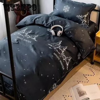 Простая односпальная кровать, трехсекционное пододеяльник, наволочка, комплект простыней, постельное белье для студенческого общежития Single