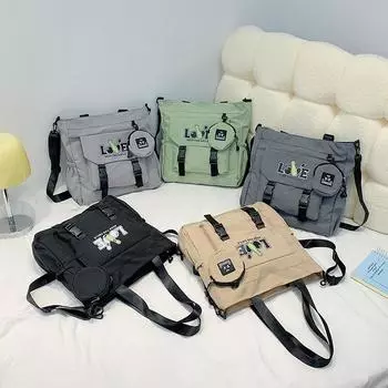 Простая однотонная косметичка в стиле кампуса, вместительная, студенческий рюкзак, литературная сумка через плечо, школьный рюкзак для переноски серый