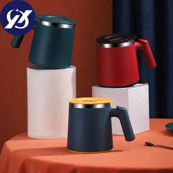 Простая однотонная кружка из нержавеющей стали с крышкой, сохраняющая тепло, чашка для воды, кофейная чашка, чашка для молока, кружка, чашка послеобеденного чая красный