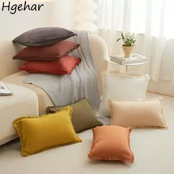 Простая однотонная наволочка для подушки, бытовая моющаяся наволочка, украшение для гостиной, мягкие удобные наволочки для подушек 45x45cm