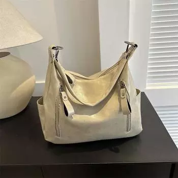 Простая однотонная персонализированная сумка-мессенджер большого объема с ретро-текстурой для длительных поездок на работу и обратно, 2024 г. чёрный