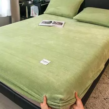 Простая однотонная простыня на наматраснике в скандинавском стиле с резинкой, плюшевая простыня, зимняя теплая бархатная мягкая простыня 90x200cm 1pc