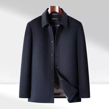 Простая однотонная шерстяная куртка с шелковицей Mulberry для мужчин среднего и пожилого возраста, осенне-зимняя, новая шерстяная куртка с лацканами для мужчин M