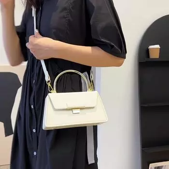 Простая однотонная сумка через плечо для девочек, модная текстурная сумка для девочек, нишевая дизайнерская женская сумка через плечо, коврик из искусственной кожи с машинной строчкой