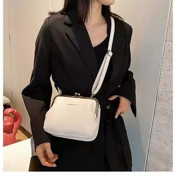 Простая однотонная сумка через плечо, женская сумка через плечо из искусственной кожи, новая модная сумка-мессенджер с зажимом, женская сумка, новый кошелек чёрный