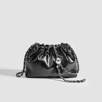 Простая однотонная сумка-ведро, плиссированная сумка Cloud, универсальная сумка для поездок на работу, сумка через подмышку на одно плечо