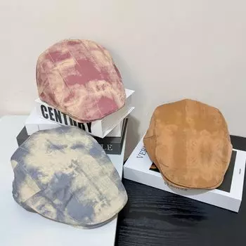 Простая однотонная замшевая кепка для улицы, детская, на осень и зиму, повседневная, универсальная, маленькая, ретро-кепка с защитой от уток M56-58cm чёрный