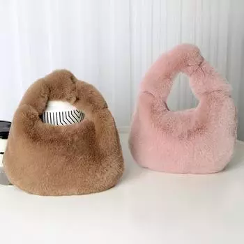 Простая осенне-зимняя сумка для подмышек, женская сумка, модная сумка-мессенджер, плюшевая сумка 29x34cm