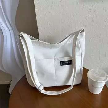 Простая персонализированная сумка-тоут 2024 года, новая повседневная женская сумка-мессенджер для поездок на работу, модная сумка через плечо большой вместимости Without pendant чёрный