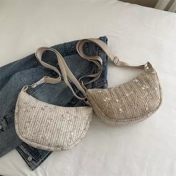 Простая плетеная сумка через плечо, новая летняя маленькая свежая сумка, простая сумка через плечо, большая вместительная сумка для пельменей