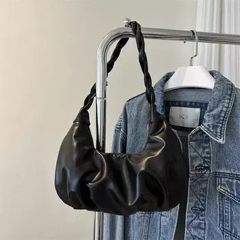 Простая плиссированная сумка женская 2024 новый летний тренд модная сумка-пельмень повседневная сумка для подмышек белый