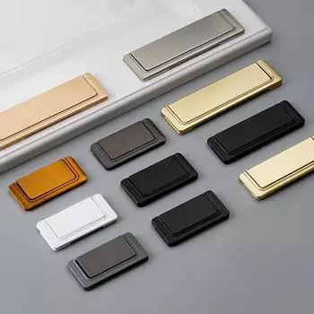 Простая плоская скрытая пряжка для ящика, ручка для шкафа, невидимая вставка, фурнитура для мебели, ручка для шкафов из алюминиевого сплава чёрный
