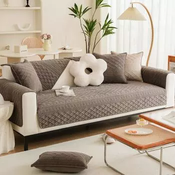 Простая плюшевая подушка для дивана, однотонная всесезонная универсальная подушка для сиденья, современный нескользящий чехол для дивана, чехол для подушки в стиле ретро, полотенце 70*70cm