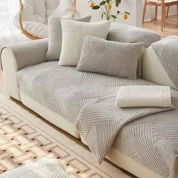 Простая плюшевая подушка для дивана в скандинавском стиле, нескользящий чехол для дивана на осень и зиму, тканевое полотенце, современная универсальная кожаная подушка на четыре сезона 70*70cm