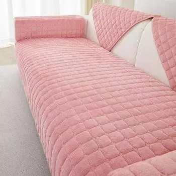 Простая подушка для дивана, фланелевая нескользящая кожаная подушка для дивана, зимняя мебель для гостиной, комплект для дивана, полностью обернутое полотенце из песочного волоса 70x70cm 1pc светло-серый