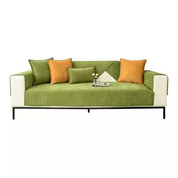 Простая подушка для дивана Four Seasons Universal Wabi-sabi Wind Green Chenille Sofa Cover Нескользящая однотонная подушка для сиденья 1PcPillowCase45X45cm