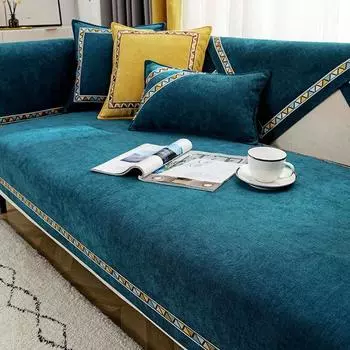 Простая подушка для дивана, синель, красная, праздничная, универсальный кожаный диван на четыре сезона, из массива дерева, нескользящий тканевый чехол, спинка, полотенце 70*70cm