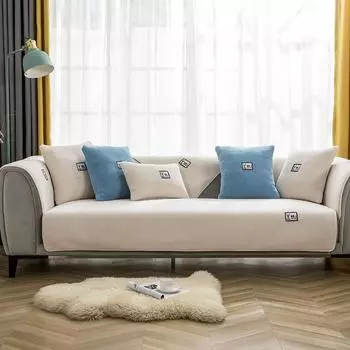 Простая подушка для дивана в скандинавском стиле, зимние подушки для сиденья дивана из овчины, утолщенная флисовая подушка, нескользящий кожаный чехол для дивана 70*70