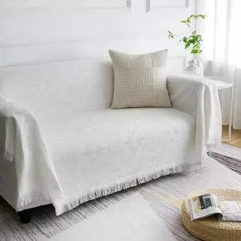 Простая подушка Ins Style Диванное полотенце Модные одеяла для обеденного перерыва Украшение комнаты Скандинавское однотонное хлопковое одеяло Four Seasons 90x90cm