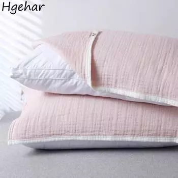 Простая подушка, полотенце, японский стиль, четыре слоя марлевой наволочки, супер мягкие дышащие парные постельные принадлежности, бытовые подушки, чехлы 52x75cm-1 pair