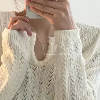 Простая подвеска из циркония, серебро 925 пробы, ожерелье с волнами воды, женский нишевый дизайн, чувство холода, индивидуальность, премиум-цепочка для свитера 925 silver