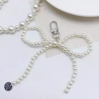 Простая подвеска в виде жемчуга с бантом для телефона, брелки для ключей, подвеска для сумки, украшения для девочек, аксессуары, подарки