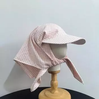 Простая походная шляпа для отдыха на открытом воздухе, летняя солнцезащитная кепка с ремешком, клетчатая контрастная шляпа-платок для женщин M56-58cm зелёный