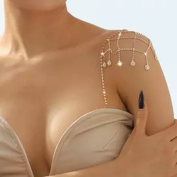 Простая полая вспышка бриллиантовая кисточка плечевая цепочка модная сексуальная коготь цепочка подвеска темпераментная цепочка для тела золотой