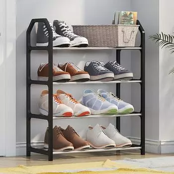 Простая полка для обуви, 4-слойный органайзер для обуви, подставка-держатель для гостиной, экономящая место, современная сборная полка для обуви розовый