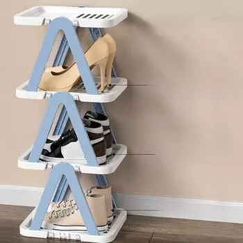 Простая полка для обуви, многослойная домашняя дверь, экономия места, мобильный шкаф для обуви, многофункциональные настольные полки для хранения вещей 2-layers синий