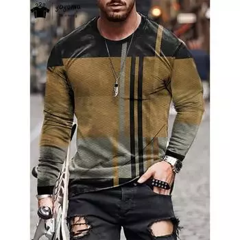 Простая полосатая графическая футболка, модная мужская футболка с длинным рукавом, с круглым вырезом, дизайнерская мужская одежда, дышащая простая футболка для мужчин S