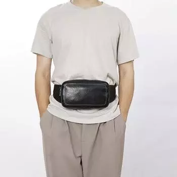 Простая поясная сумка для мужчин, на голову, из коровьей кожи, с отделкой под машину, контрастного цвета, модная нагрудная сумка, удобная сумка для мобильного телефона чёрный