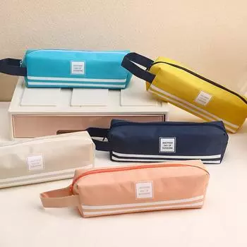 Простая портативная сумка для хранения, однотонная, большая вместимость, канцелярский пенал из ткани Оксфорд, портативная сумка на молнии для студентов жёлтый