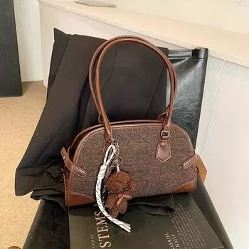 Простая портативная сумка-тоут с матовой текстурой для женщин, осенне-зимняя мода, иностранный стиль, сумка через плечо without pendant