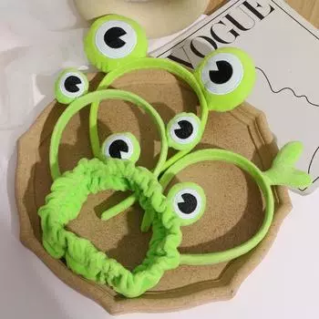 Простая повязка на голову в стиле ретро с лягушкой, модная осенне-зимняя повязка на голову, повязка на голову для макияжа, широкая эластичная повязка на голову, милая повязка на голову для девочек, аксессуары для волос