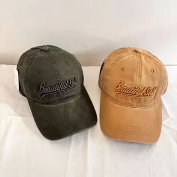 Простая повседневная бейсболка для путешествий с объемной вышивкой, весна и осень, новая кепка из стираного хлопка с мягким верхом для мужчин и женщин M56-58cm чёрный