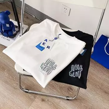 Простая повседневная футболка с короткими рукавами из чистого хлопка для мужчин и женщин, новые летние модные свободные и универсальные топы для пар с половиной рукавов S