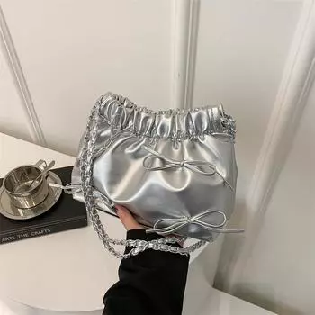 Простая повседневная модная женская сумка через плечо большой емкости, весна 2024, новая простая повседневная сумка-ведро для поездок на работу чёрный