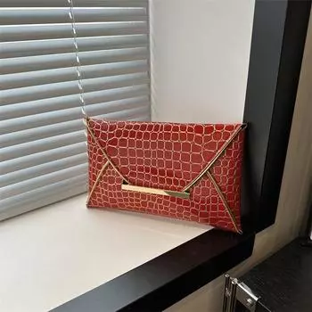 Простая повседневная модная женская сумка-конверт с каменным узором 2024 года, новинка лета, большая вместительная модная персонализированная сумка-клатч чёрный